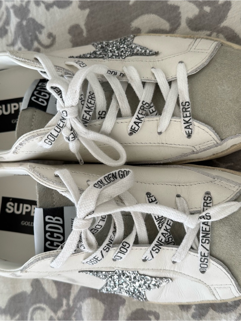 Golden Goose White Super-Star Insole Sneakers with Black Logo